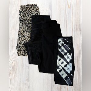 Women's Leopard, Black, and Patterned Leggings Set of 4